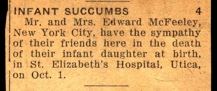 infant of mr and mrs edward mcfeeley dies at birth october 1 1948