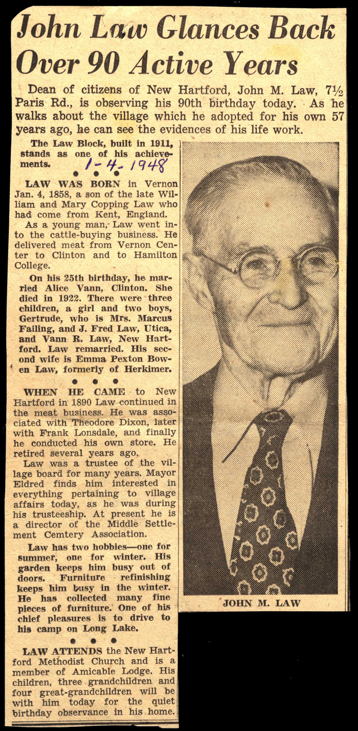 john m law celebrates 90th birthday january 4 1948