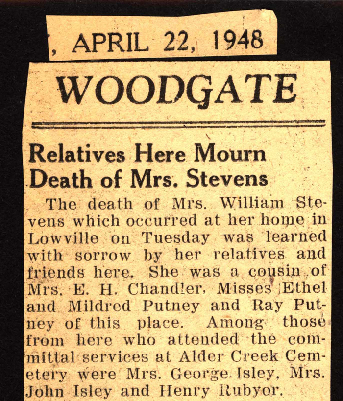 stevens mrs william cousin of mrs e h chandler obit april 1948