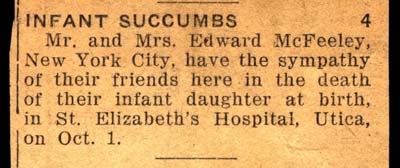 infant of mr and mrs edward mcfeeley dies at birth october 1 1948