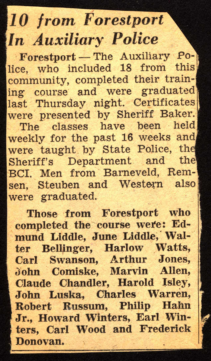 ten from forestport in auxiliary police 1950