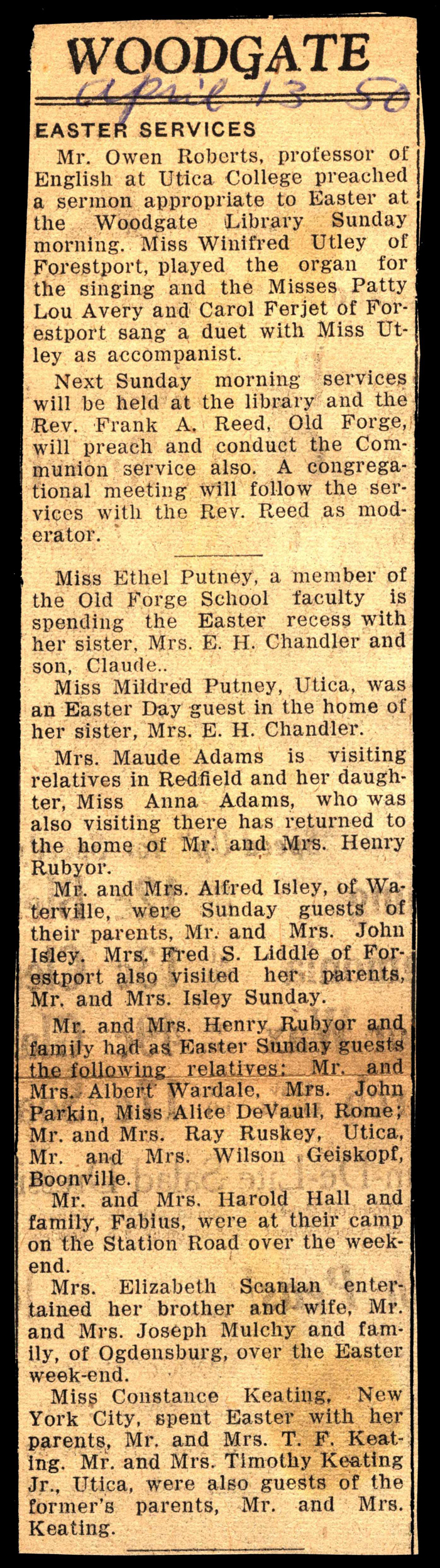woodgate news april 13 1950