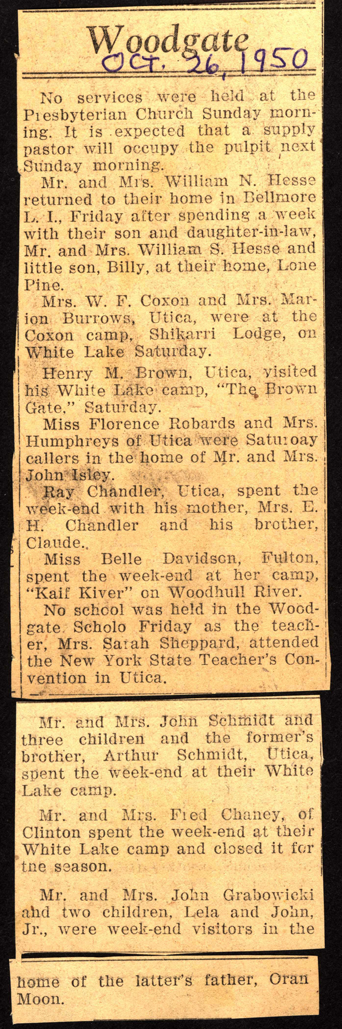 woodgate news october 26 1950
