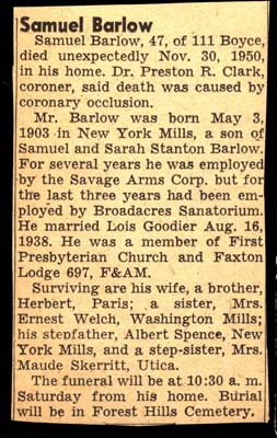 barlow samuel son of samuel and sarah stanton barlow obit november 30 1950