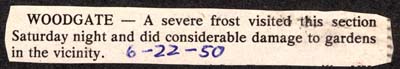 damaging frost woodgate june 22 1950