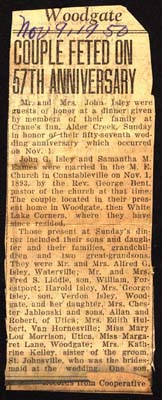 john g isley and samantha m eames isley celebrate 57th anniversary november 1 1950
