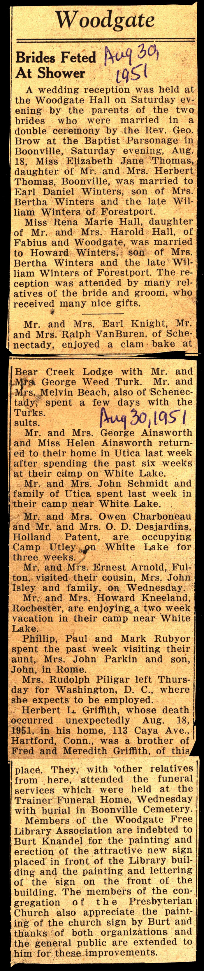 woodgate news august 30 1951