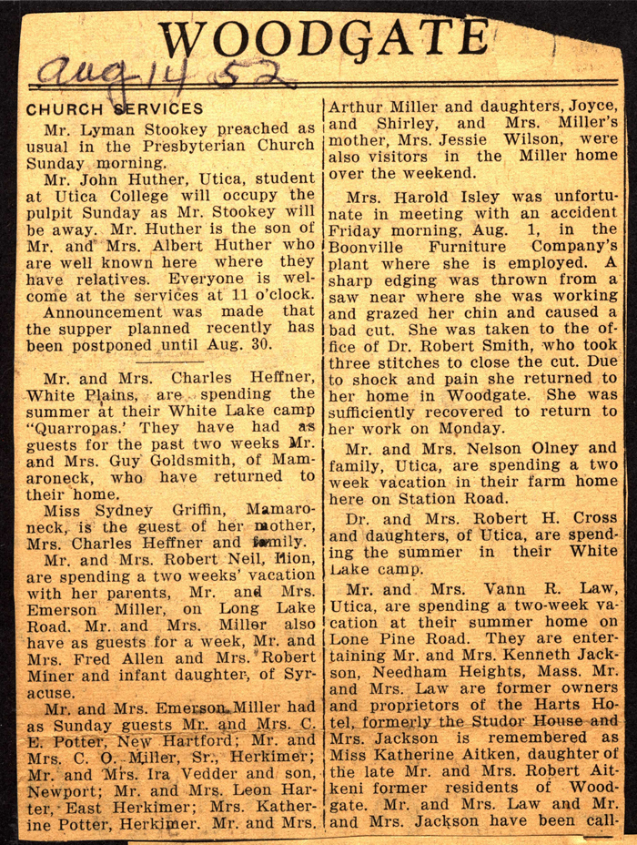 woodgate news august 14 1952