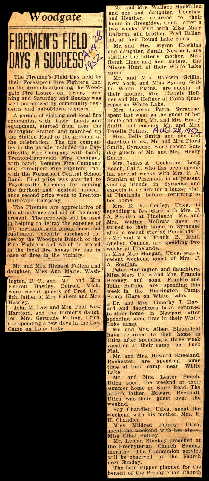woodgate news august 28 1952