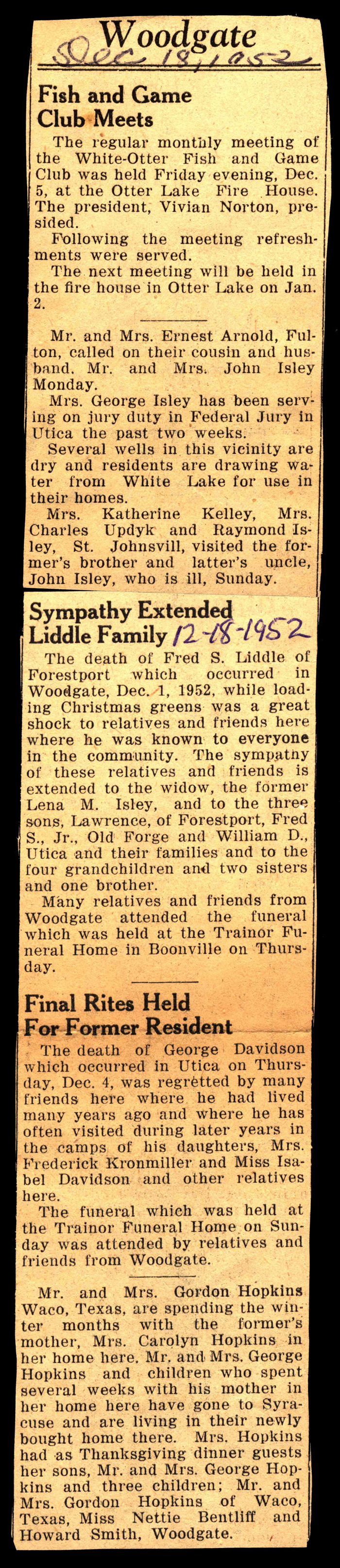woodgate news december 18 1952
