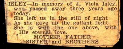 in memoriam j viola isley 1952