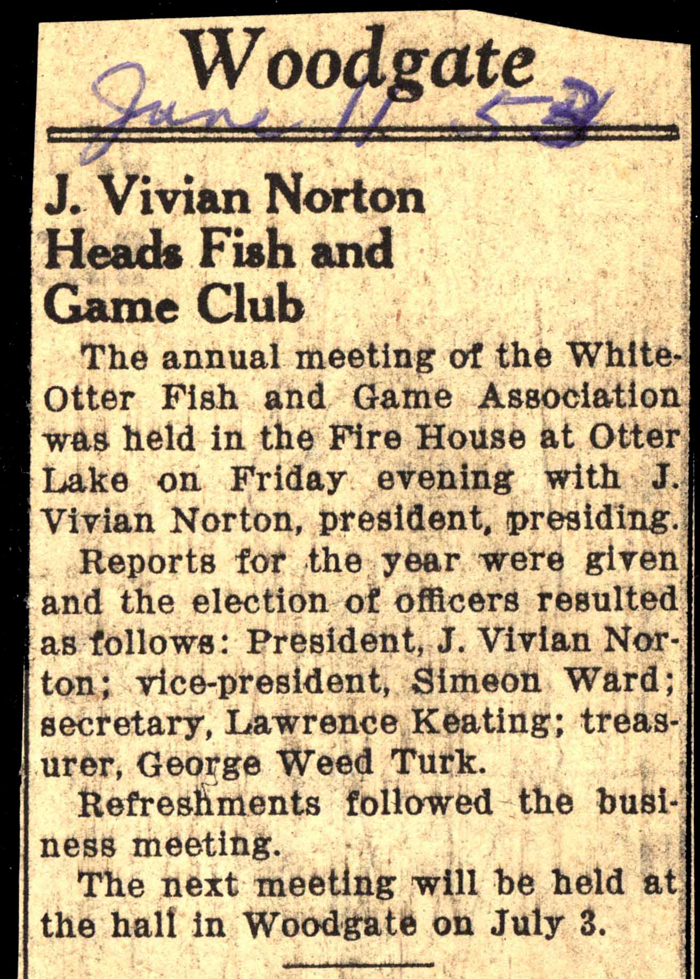 j vivian norton heads fish and game club june 1953