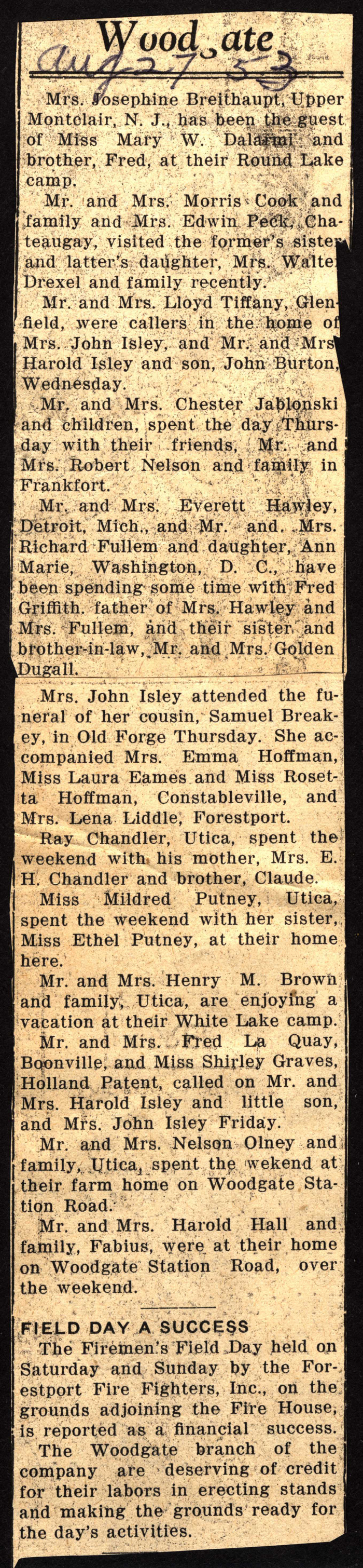 woodgate news august 27 1953