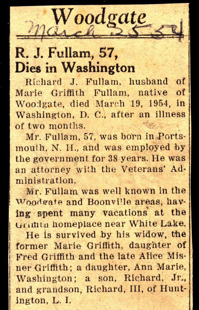 fullam richard j husband of marie griffith fullam obit march 19 1954