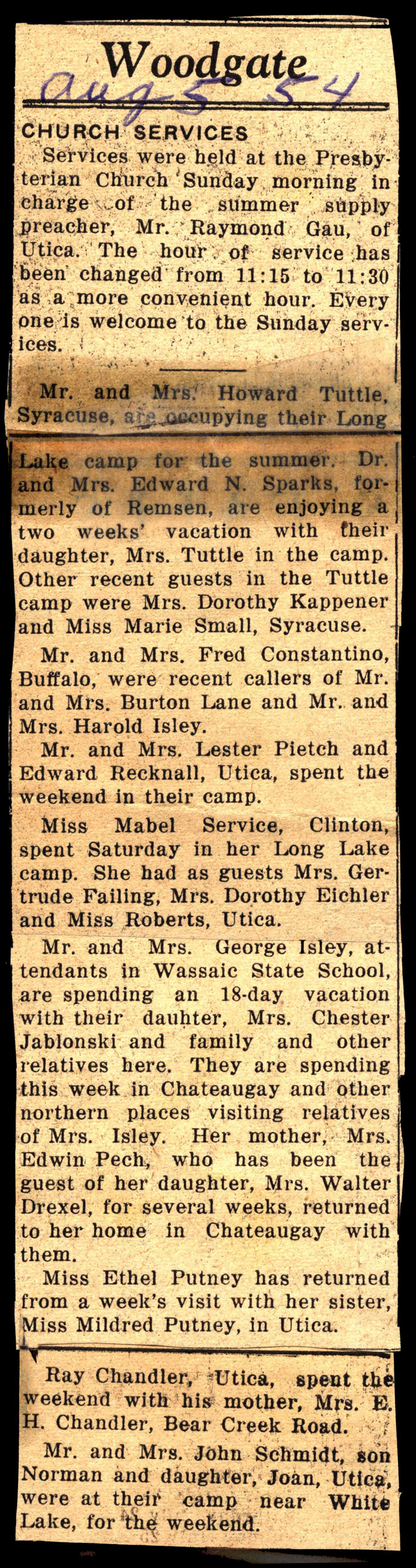 woodgate news august 5 1954