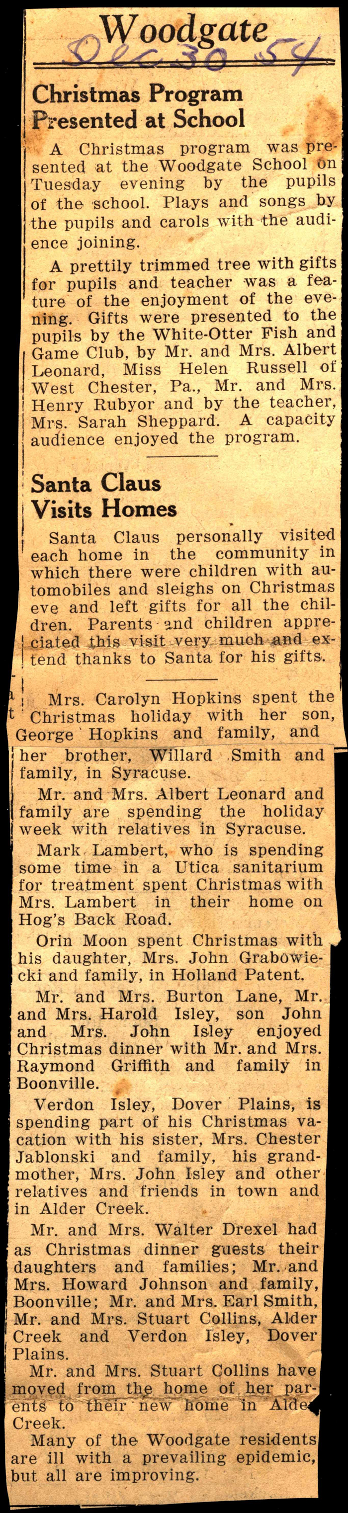 woodgate news december 30 1954