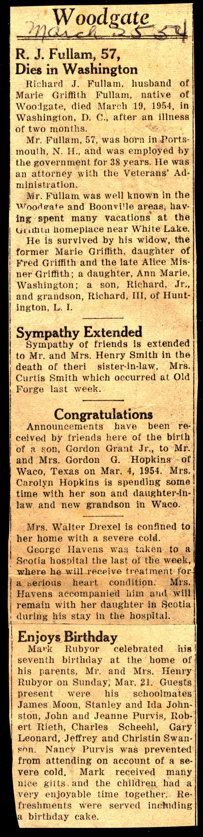 woodgate news march 25 1954