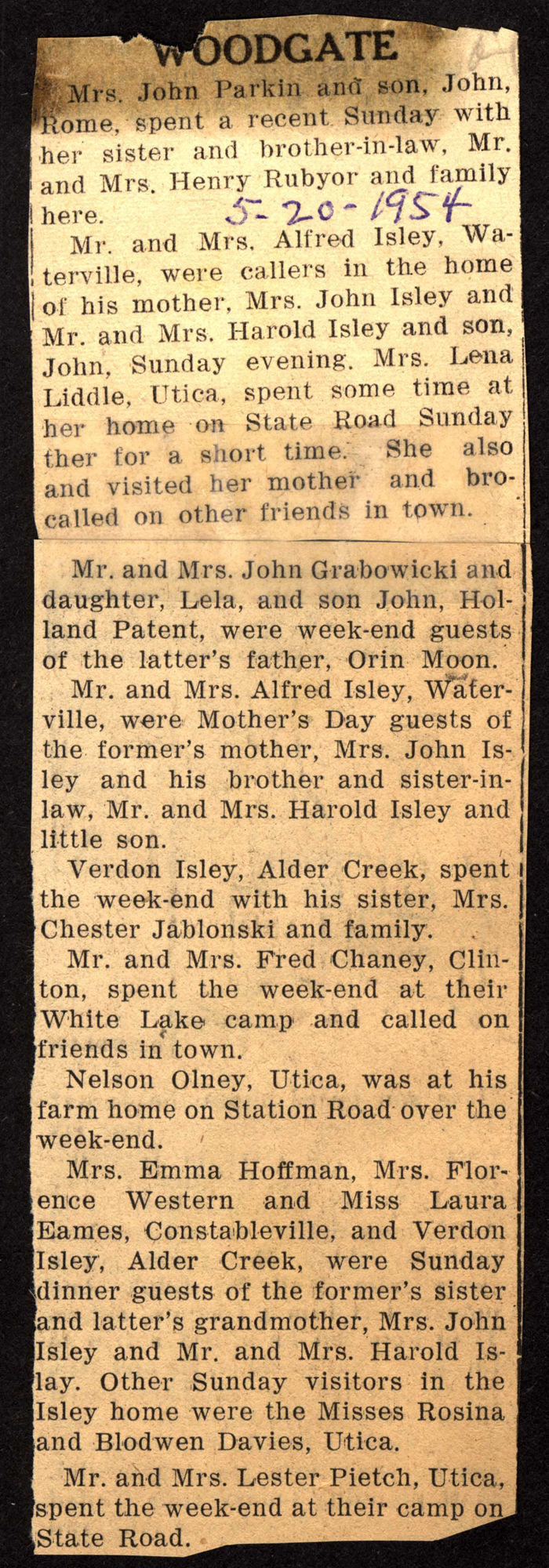 woodgate news may 20 1954