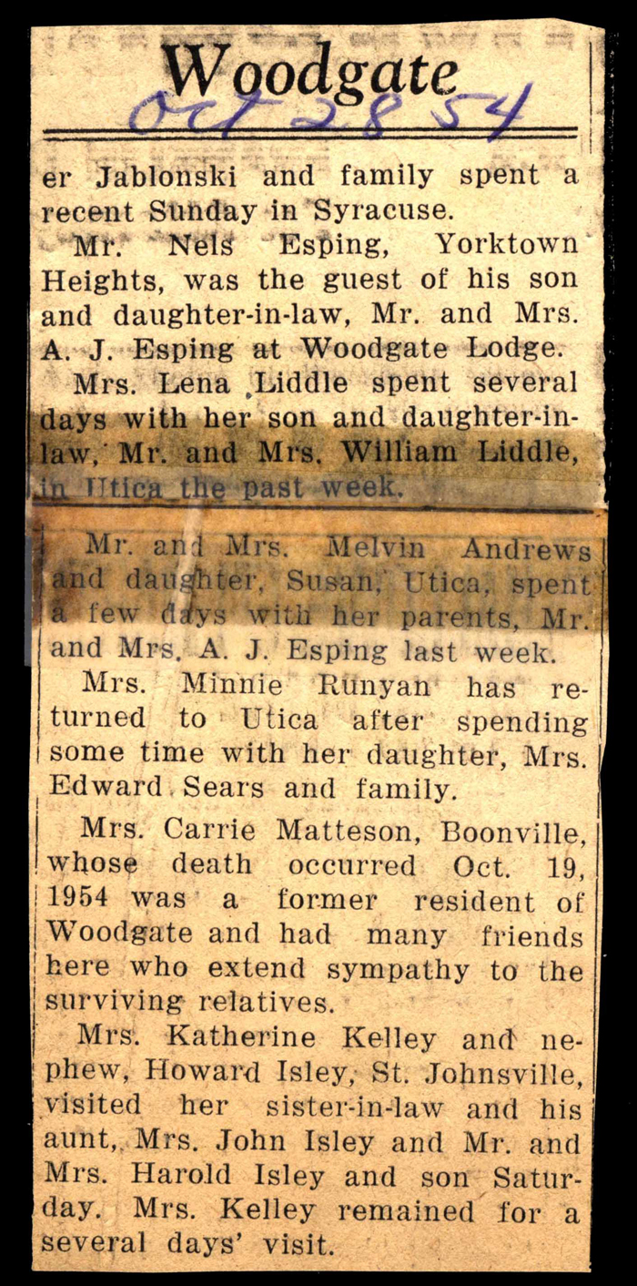 woodgate news october 28 1954
