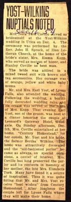 son of mr earl yost marries bertha wilkins december 4 1954