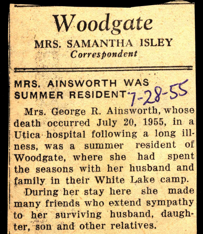 mrs george r ainsworth dies july 20 1955