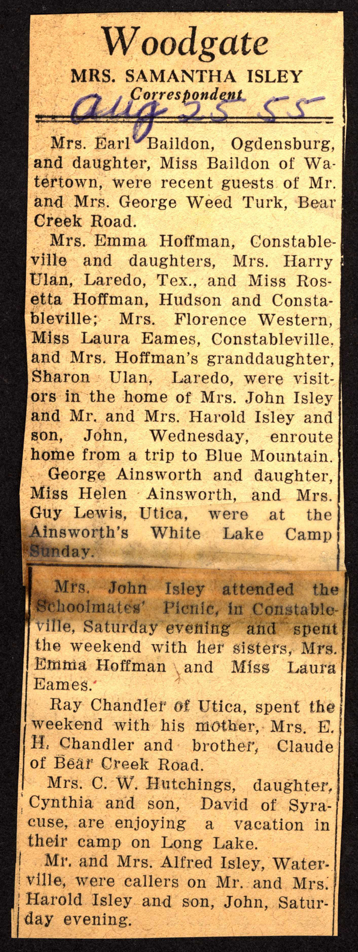 woodgate news august 25 1955
