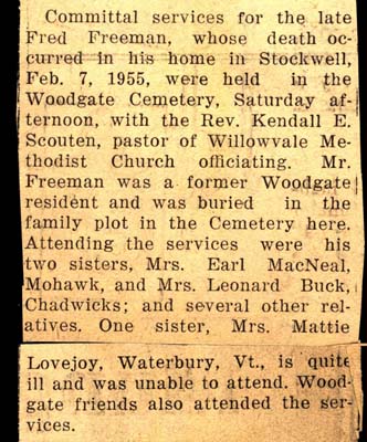 committal services held for fred freeman may 1955