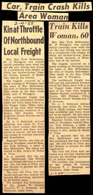mrs mae turk mcsweeney killed in car train collision february 4 1955