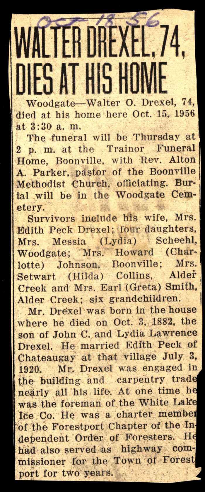 drexel walter o husband of edith peck drexel obit october 15 1956 001