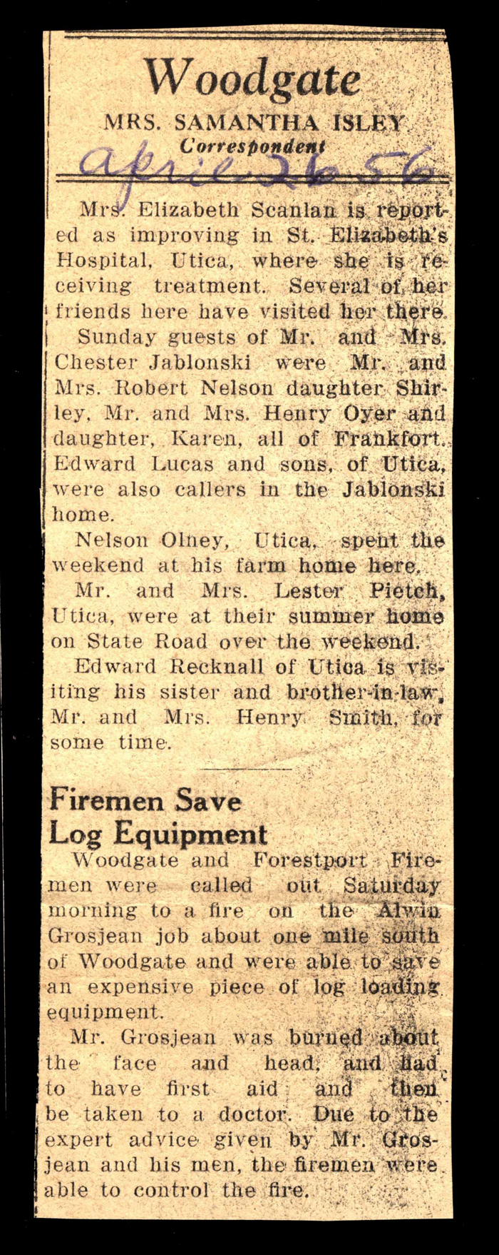 woodgate news april 26 1956