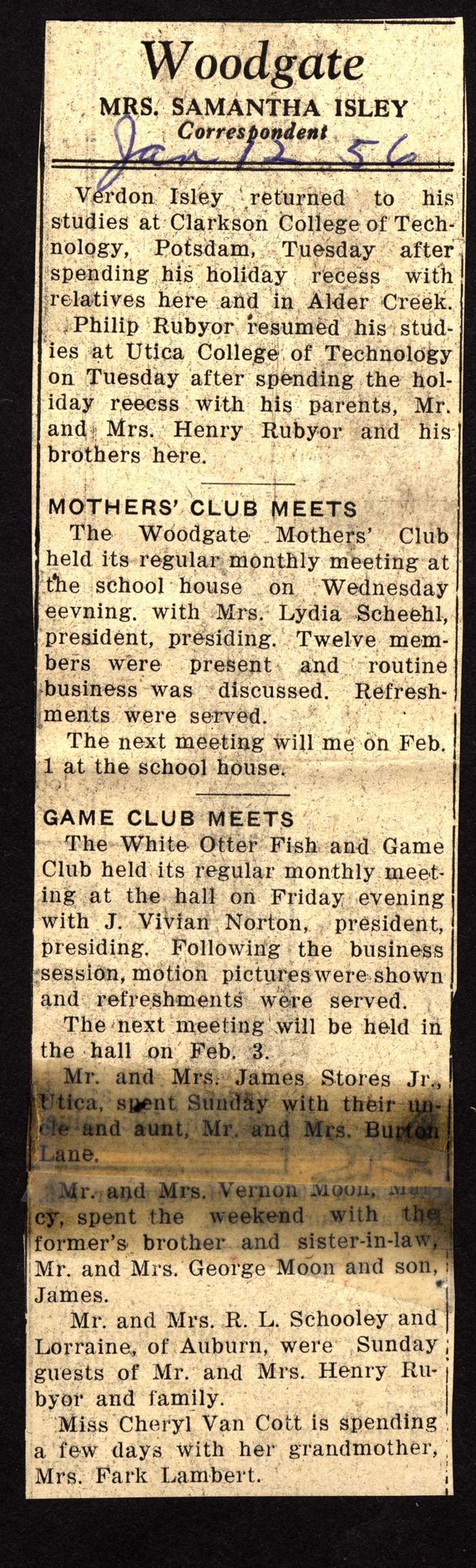 woodgate news january 12 1956