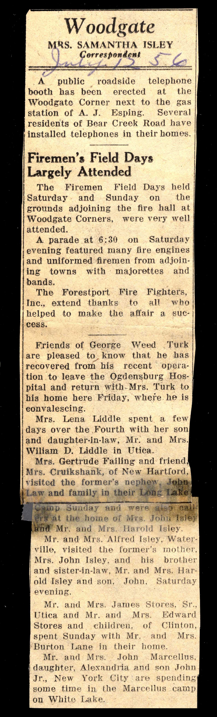 woodgate news july 12 1956