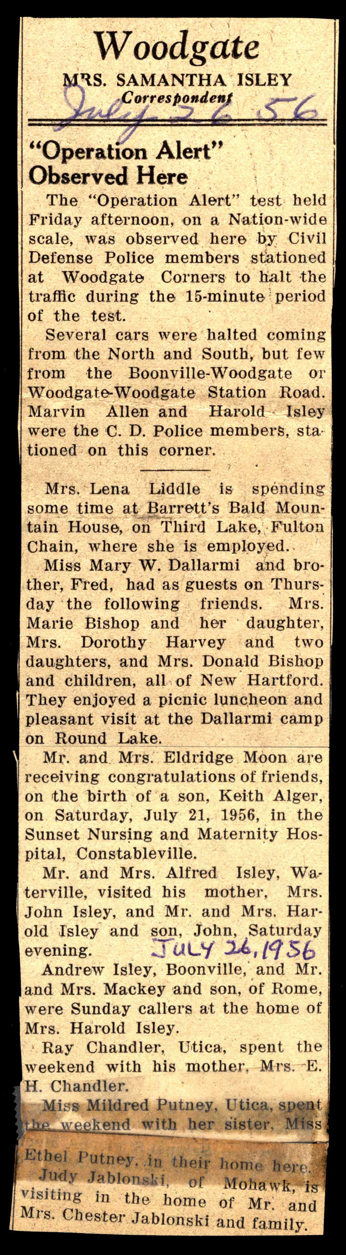 woodgate news july 26 1956