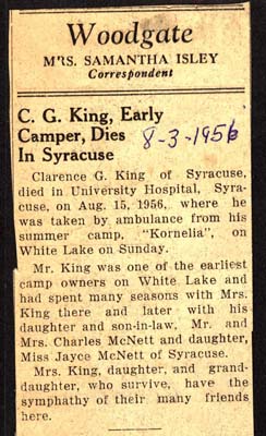 clarence g king dies august 15 1956