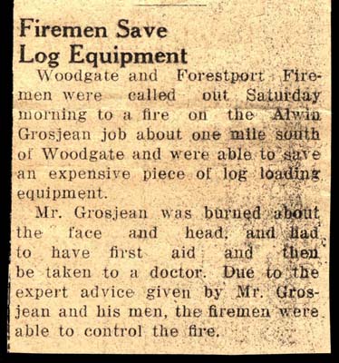 firemen save alwin grosjean log equipment march 1956