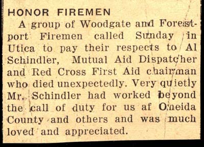 woodgate firemen pay respects to late al schindler february 1956