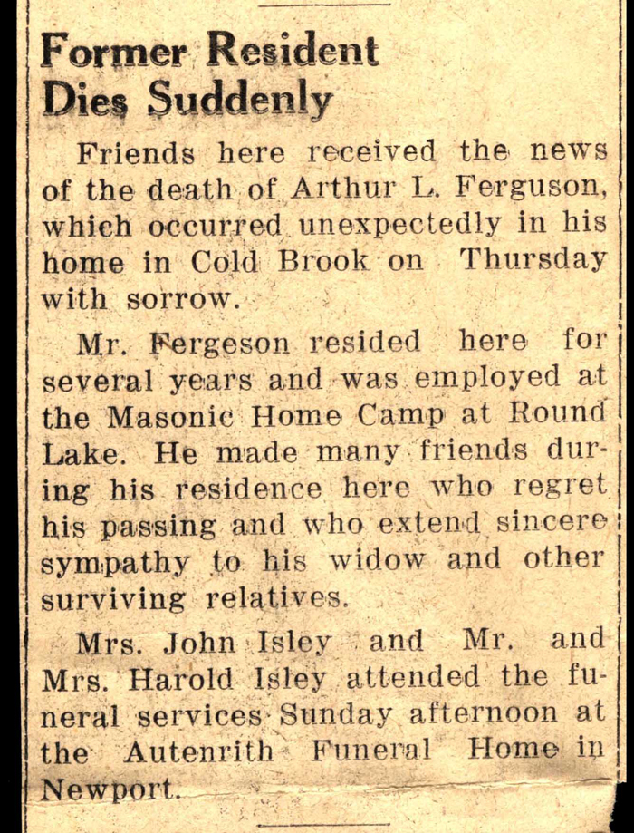 arthur l ferguson dies june 1957