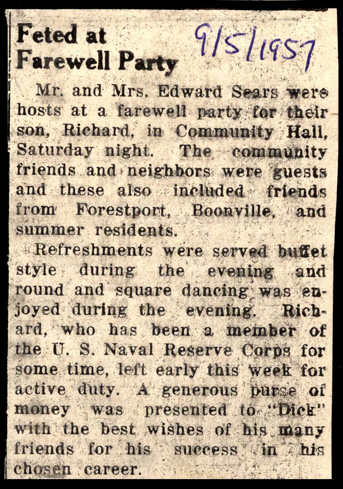 richard sears feted at farewell party september 1957