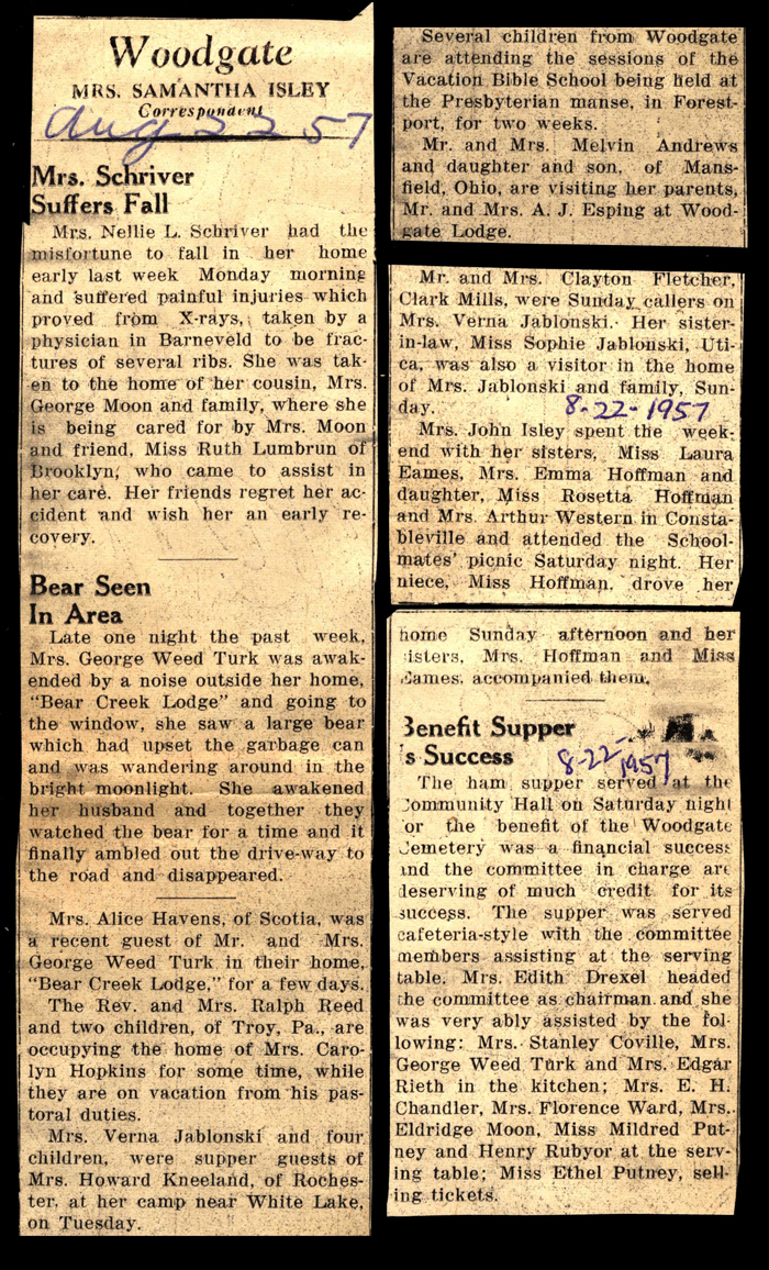 woodgate news august 22 1957