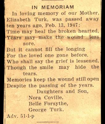 in memoriam elizabeth turk died february 13 1947