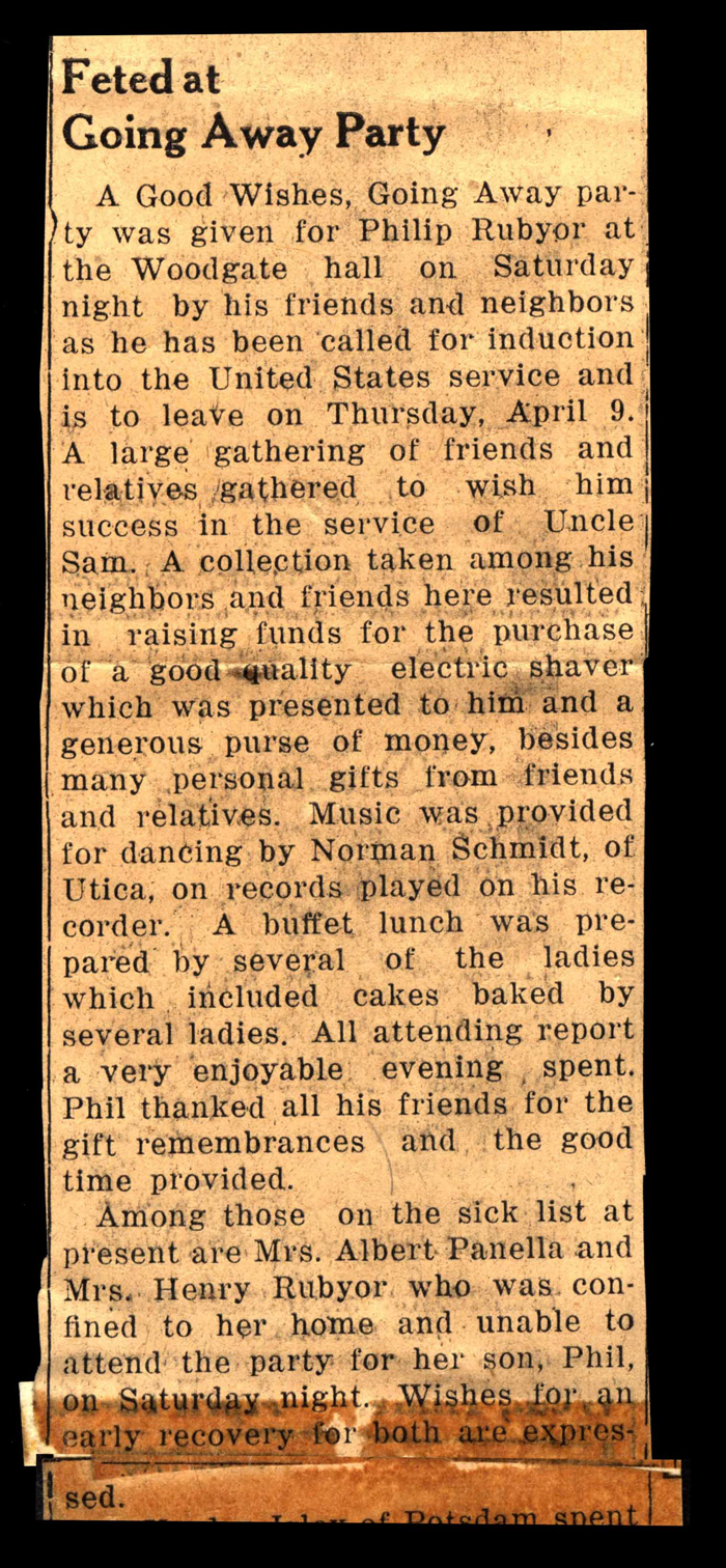 philip rubyor feted at going away party april 1959