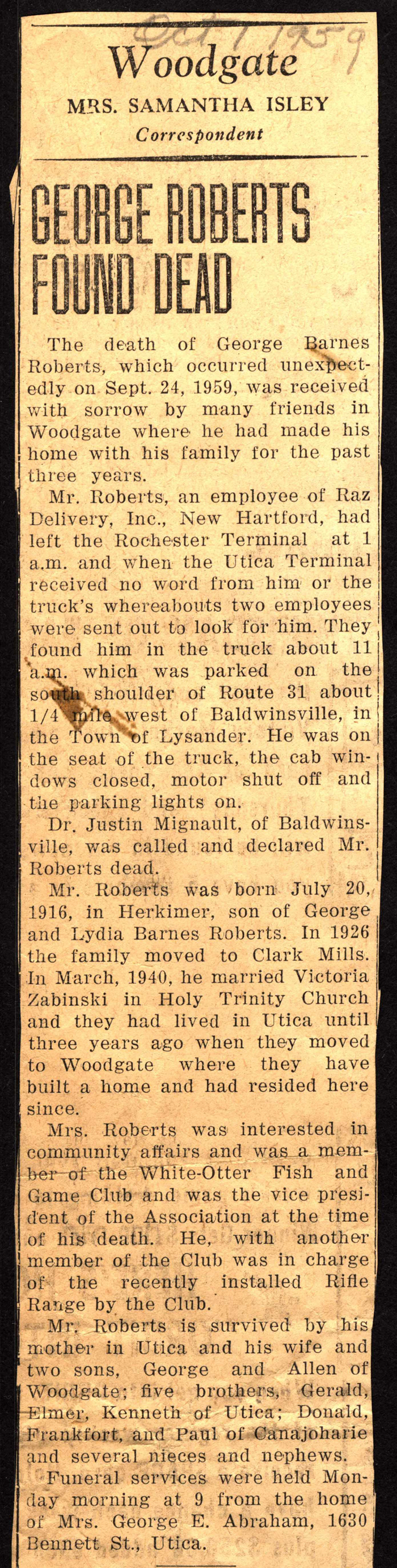 roberts george barnes husband of victoria zabinski obit september 24 1959