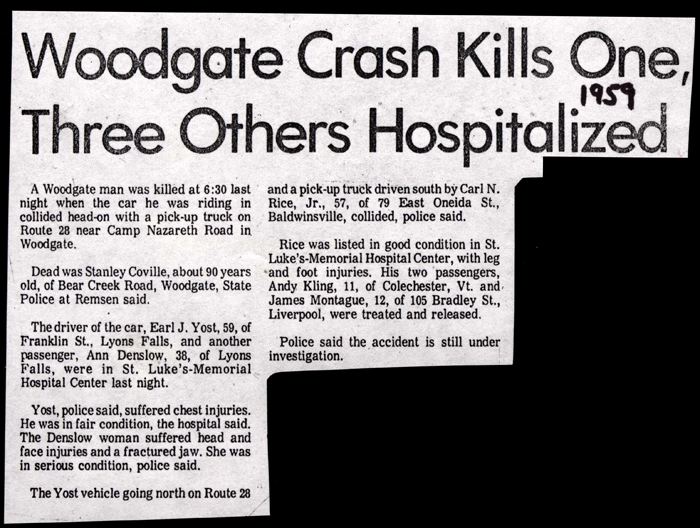 stanley coville dies in car accident three others injured 1959