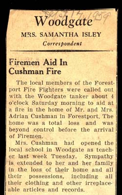 firemen aid in fire at home of adrian cushman september 1959