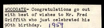 fred griffith celebrates 90th birthday 1959