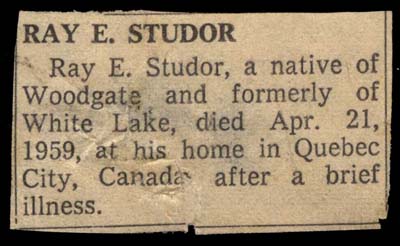 ray e studor dies april 21 1959