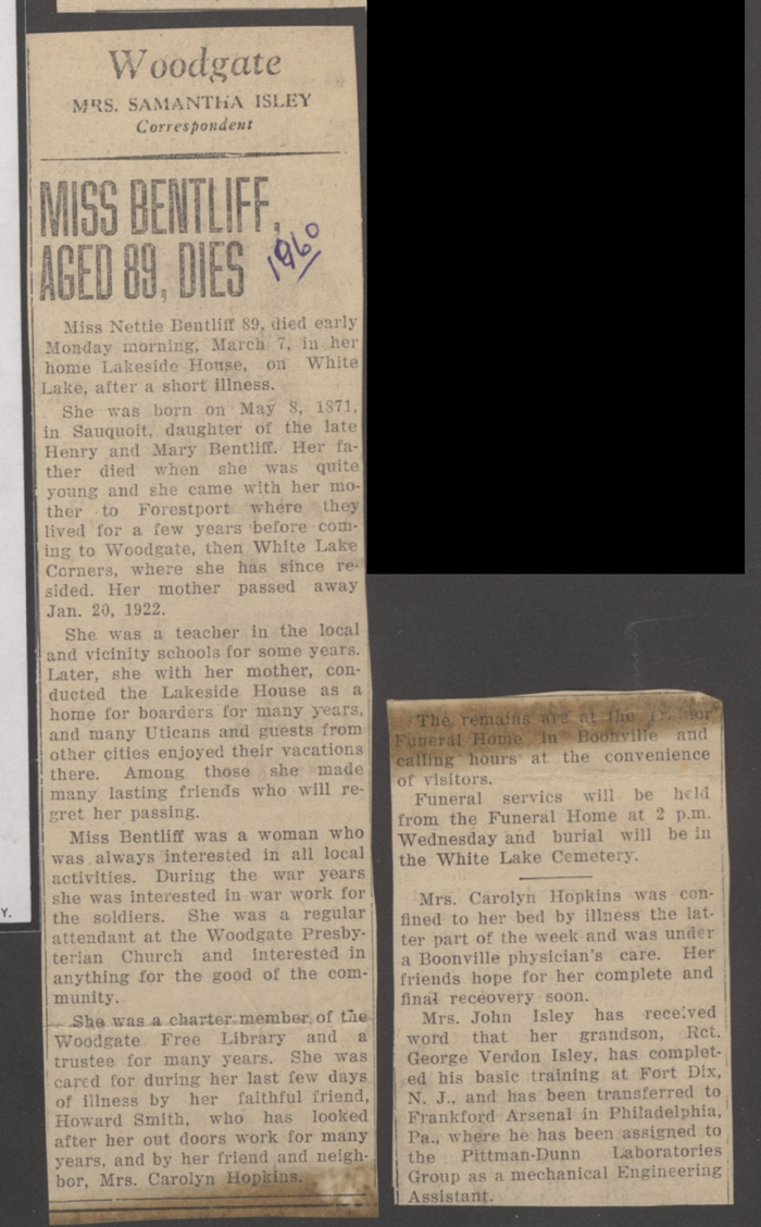 bentliff nettie obit1