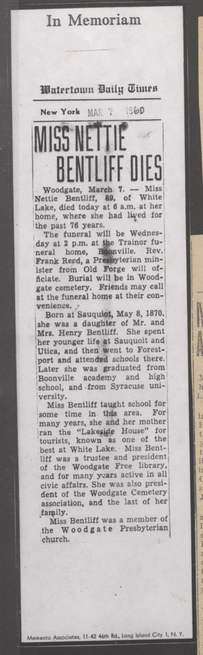 bentliff nettie obit3