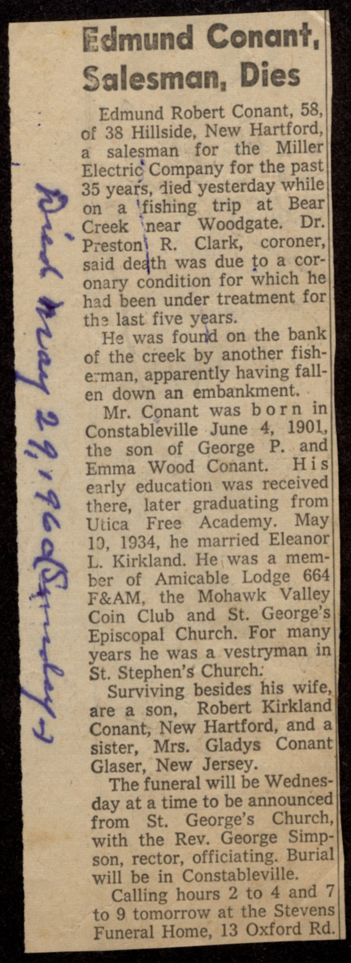 conant edmund robert obit