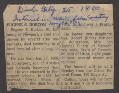 horton eugene s obit
